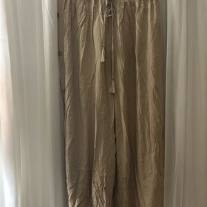 Womens Tan Palazzo Drawstring Pants